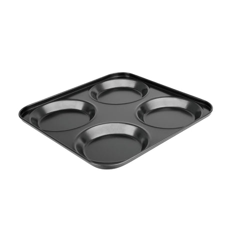 Vogue Carbon Steel Non-Stick Yorkshire Pudding Tray 4 Cup - GD012  Vogue   