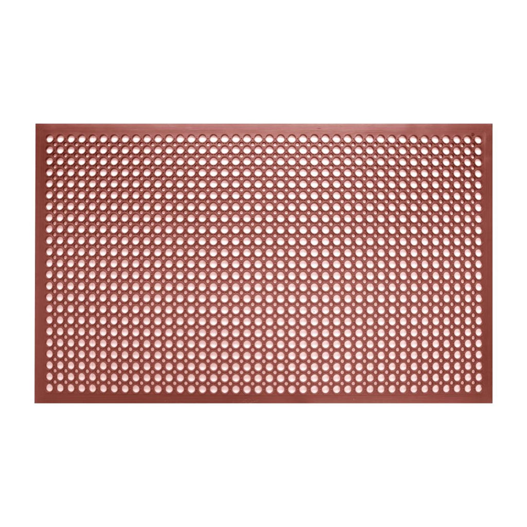 Jantex Rubber Grease Resistant Anti Fatigue Mat Red 1500 x 900mm - GF017  Jantex   