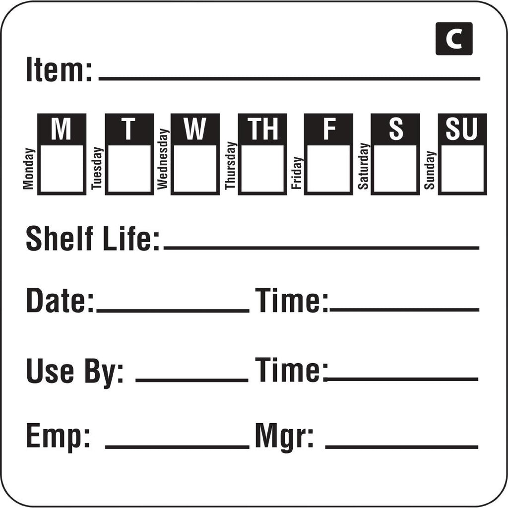 Hygiplas Freezable Day of the Week Labels (Pack of 500) - GF049  Hygiplas   