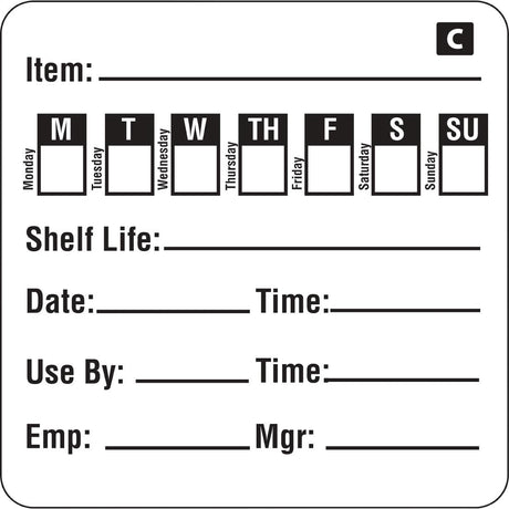 Hygiplas Freezable Day of the Week Labels (Pack of 500) - GF049  Hygiplas   