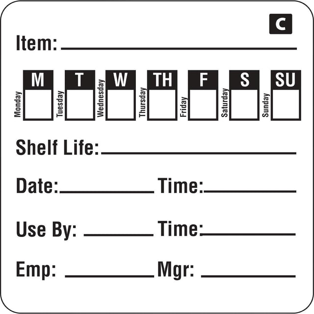 Hygiplas Freezable Day of the Week Labels (Pack of 500) - GF049  Hygiplas   