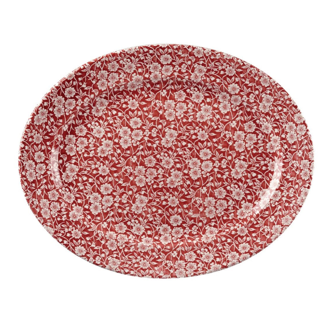 Churchill Vintage Prints Oval Dishes Cranberry Print 365mm (Pack of 6) - GF300 Churchill Super Vitrified Churchill   