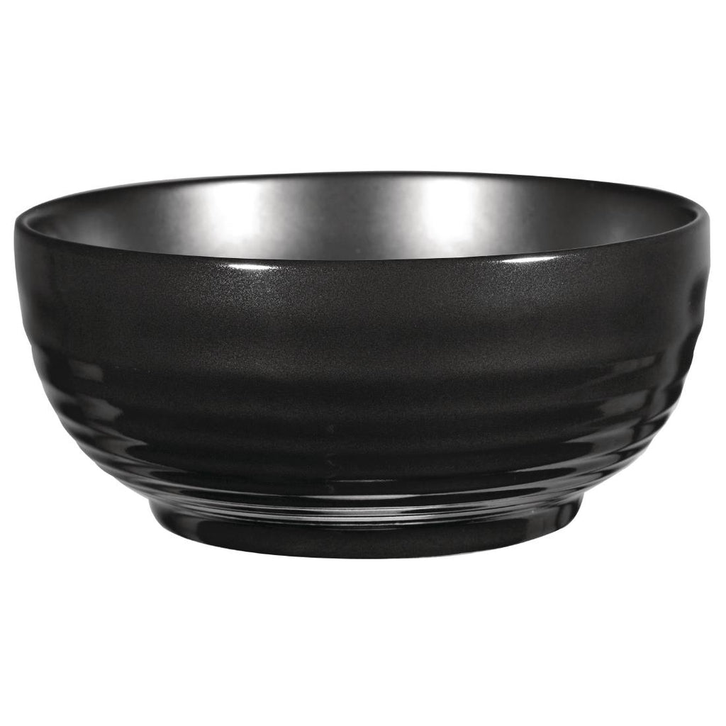 Art de Cuisine Black Glaze Ripple Bowls Large (Pack of 4) - GF708 Bowls Churchill
