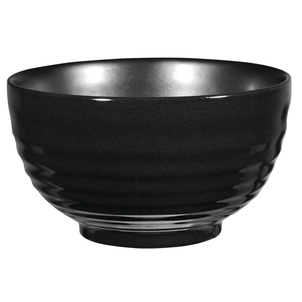 Art de Cuisine Black Glaze Ripple Bowls Small (Pack of 6) - GF709 Bowls Churchill