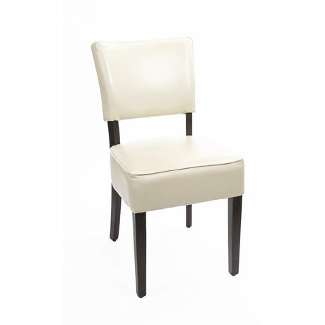 Bolero Chunky Faux Leather Chairs Cream (Pack of 2) - GF958 Upholstered Dining Chairs Bolero   
