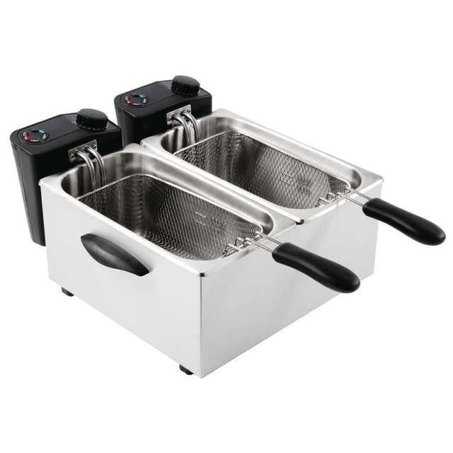 Caterlite Light Duty Twin Tank Twin Basket Electric Fryer 2x2kW - GG199 Countertop Electric Fryers Caterlite