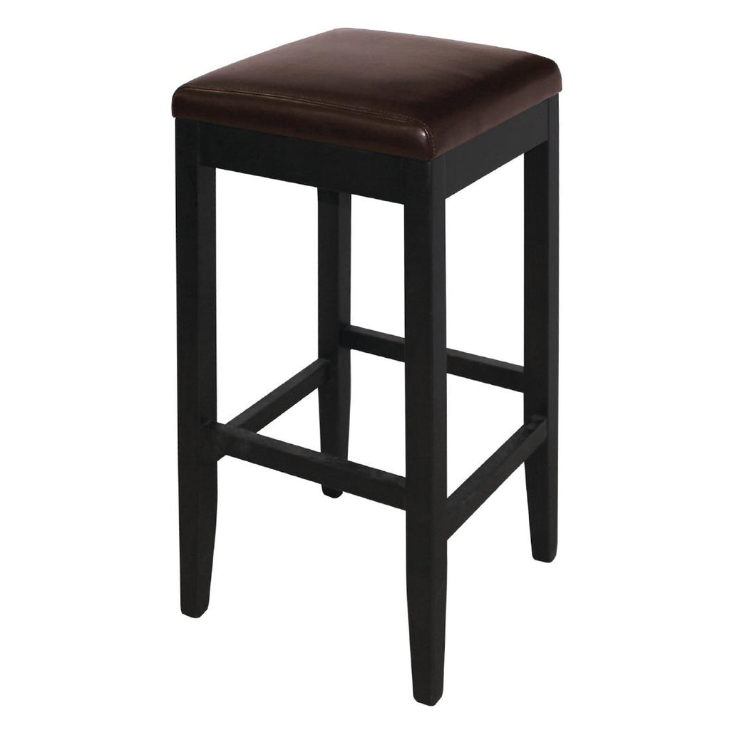 Bolero Faux Leather High Bar Stools Dark Brown (Pack of 2) - GG649 Faux Leather Bar Stools Bolero   