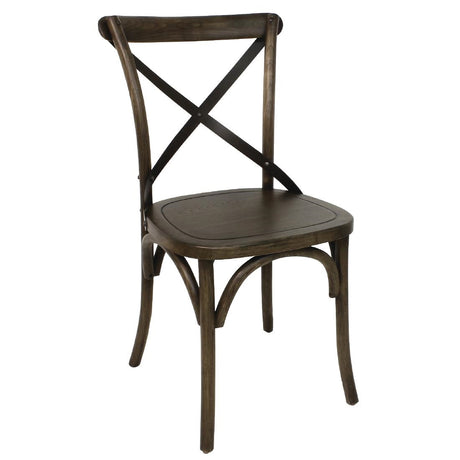 Bolero Wooden Dining Chair with Metal Cross Backrest Walnut Finish (Pack of 2) - GG658 Bentwood Chairs Bolero   