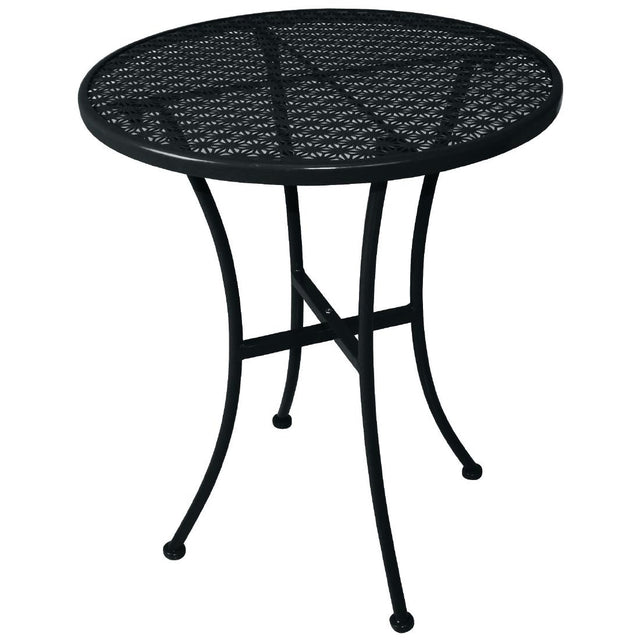 Bolero Black Steel Patterned Round Bistro Table Black 600mm - GG705 Steel Tables Bolero   
