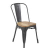 Bolero Bistro Side Chairs with Wooden Seat Pad Gun Metal (Pack of 4) - GG708 Metal Dining Chairs Bolero   