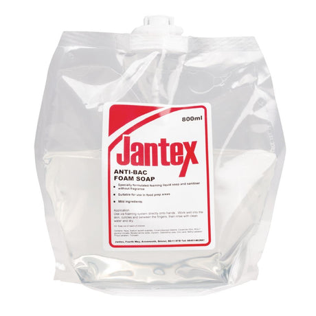 Jantex Unperfumed Antibacterial Foam Hand Soap 800ml (Pack of 6) - GG948  Jantex   