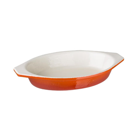 Vogue Orange Oval Cast Iron Gratin 650ml - GH318  Vogue   