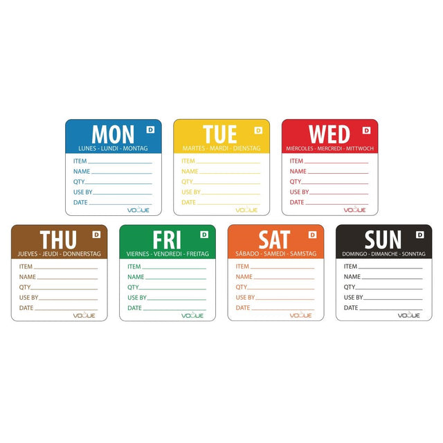 Vogue Dissolvable Labels Week Set (Pack of 1750) - GH326  Vogue   