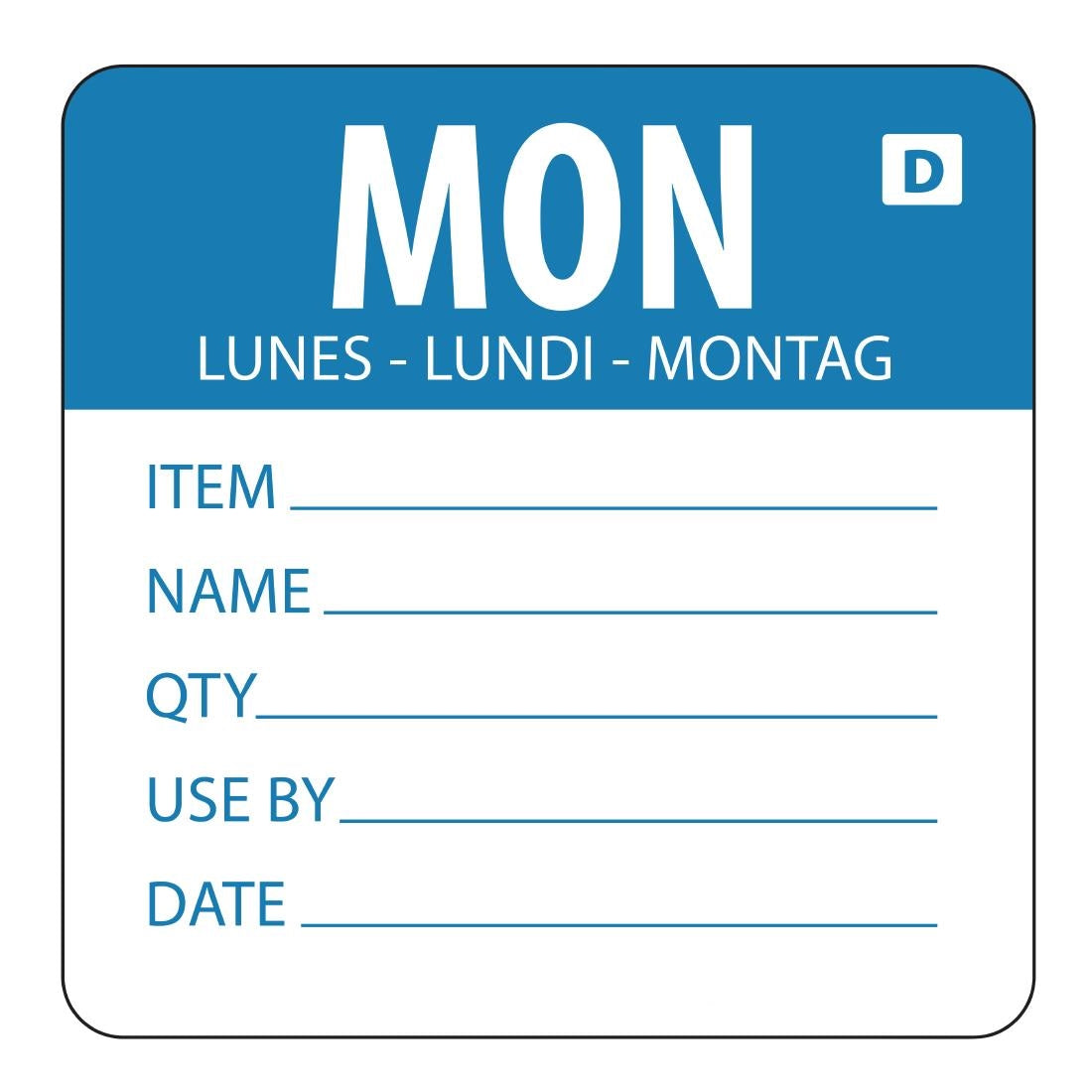 Hygiplas Dissolvable Day of the Week Labels Monday (Pack of 250) - GH351  Hygiplas   