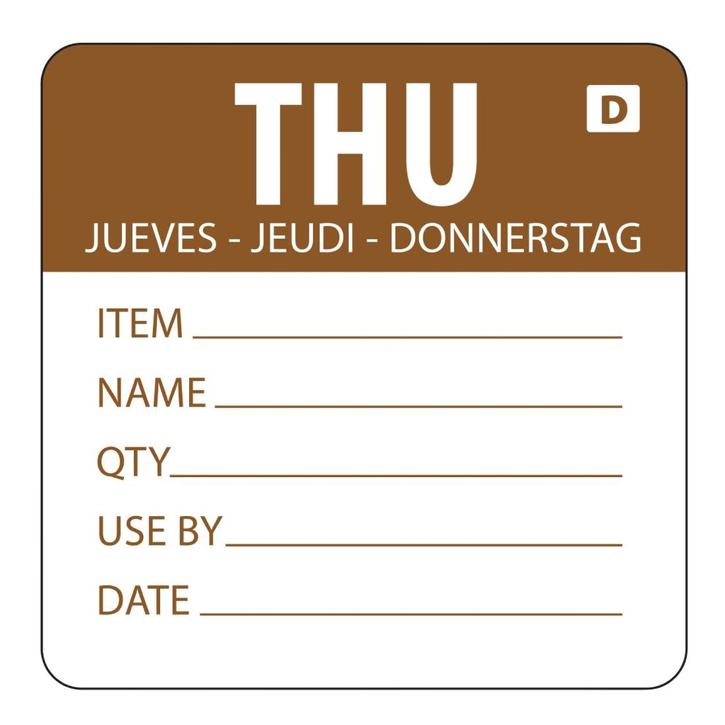 Hygiplas Dissolvable Day of the Week Labels Thursday (Pack of 250) - GH354  Hygiplas   