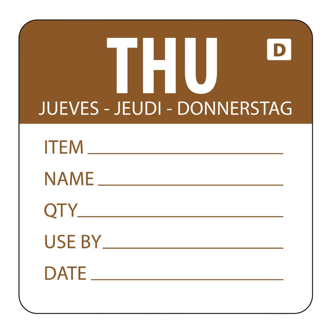 Hygiplas Dissolvable Day of the Week Labels Thursday (Pack of 250) - GH354  Hygiplas   