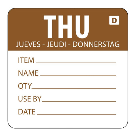 Hygiplas Dissolvable Day of the Week Labels Thursday (Pack of 250) - GH354  Hygiplas   