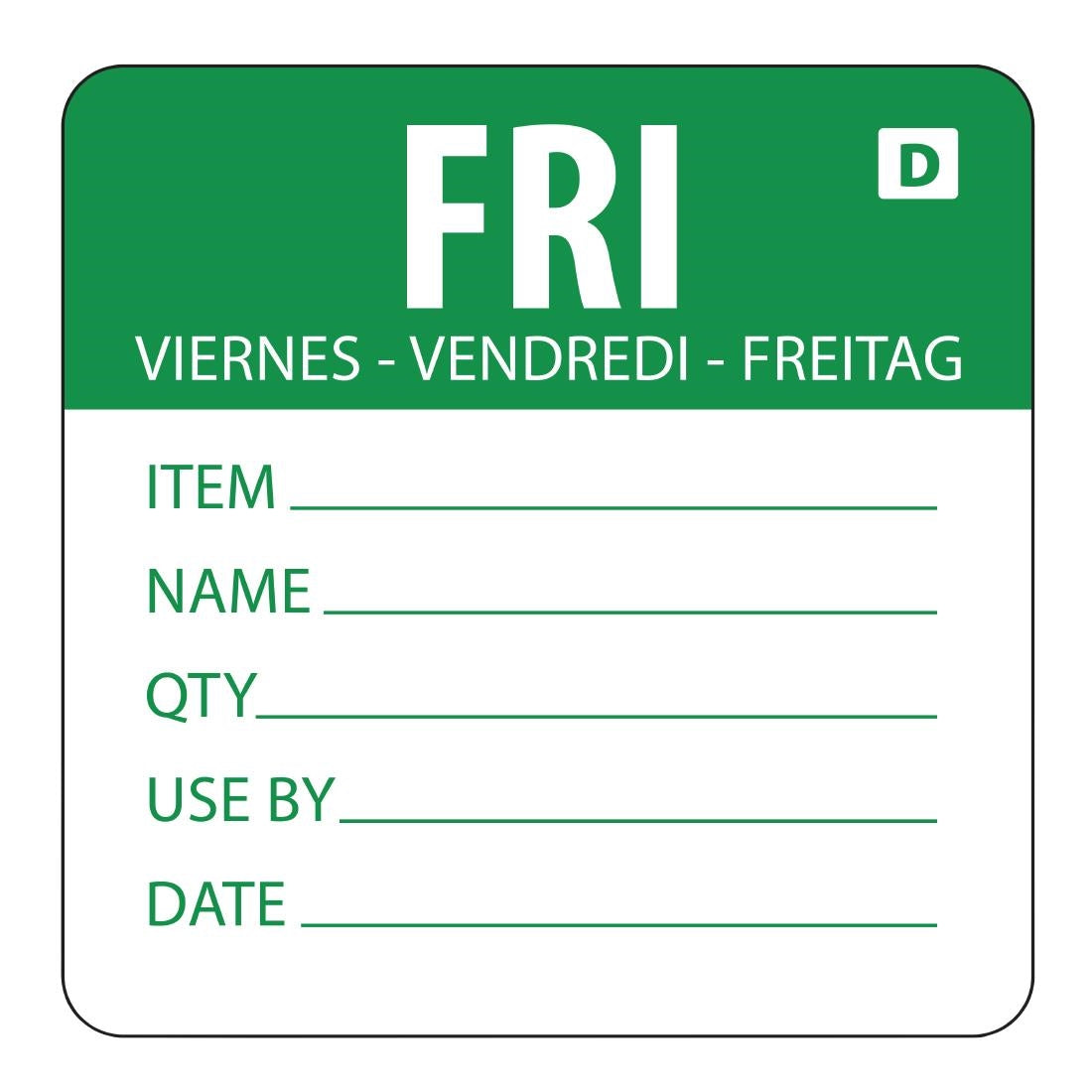 Hygiplas Dissolvable Day of the Week Labels Friday (Pack of 250) - GH355  Hygiplas   
