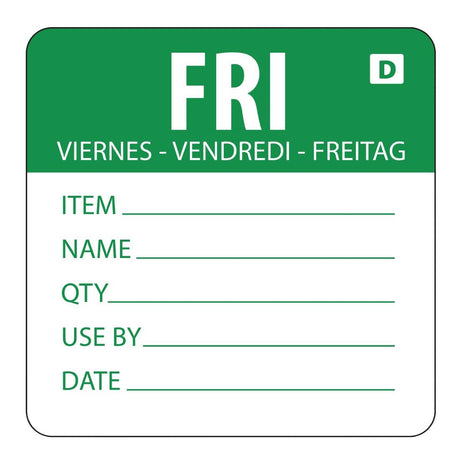 Hygiplas Dissolvable Day of the Week Labels Friday (Pack of 250) - GH355  Hygiplas   