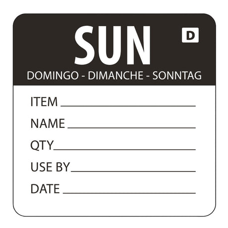 Hygiplas Dissolvable Day of the Week Labels Sunday (Pack of 250) - GH357  Hygiplas   