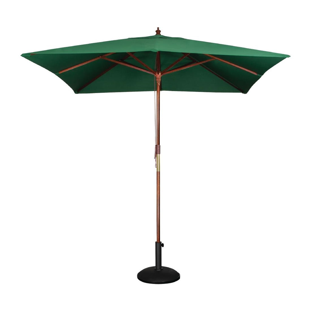 Bolero Square Double Pulley Parasol 2.5m Diameter Green - GH989 Parasols and Sunloungers Bolero