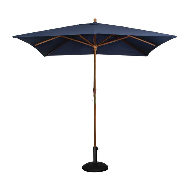 Bolero Square Double Pulley Parasol 2.5m Diameter Navy Blue - GH991 Parasols and Sunloungers Bolero