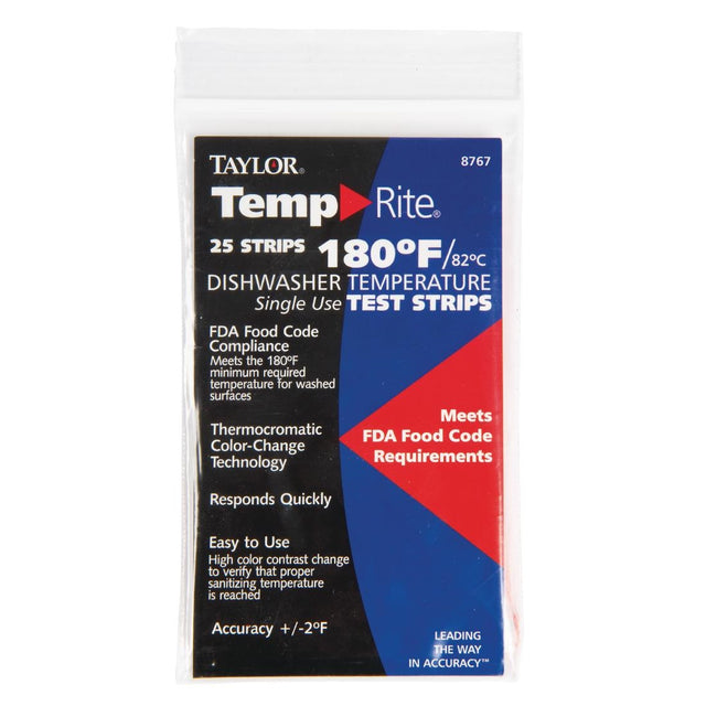 Dishwasher Temperature Test Strip (Pack of 25) - GJ059  Taylor TempRite   