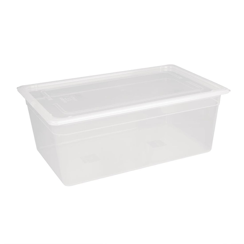 Vogue Polypropylene 1/1 Gastronorm Container with Lid 200mm (Pack of 2) - GJ513  Vogue   