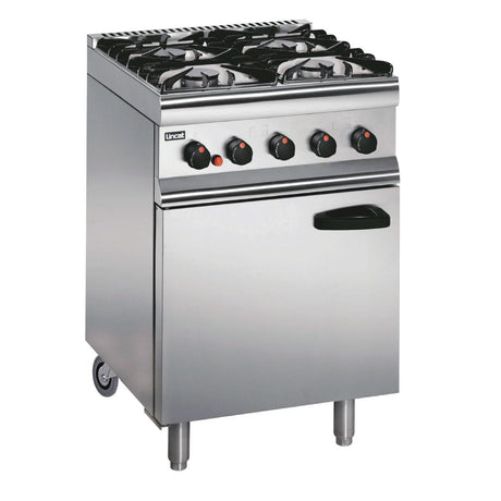 Lincat Silverlink 600 Natural Gas 4 Burner Oven Range with Rear Castors SLR6C/N - GJ677-N  Lincat   