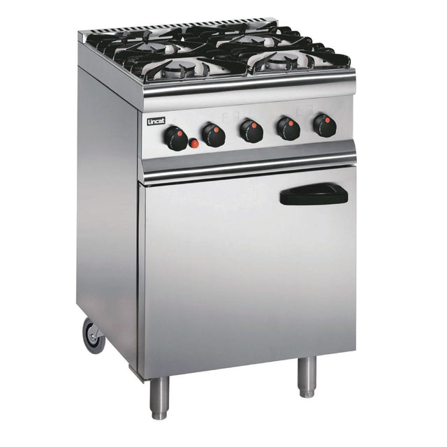 Lincat Silverlink 600 Natural Gas 4 Burner Oven Range with Rear Castors SLR6C/N - GJ677-N  Lincat   