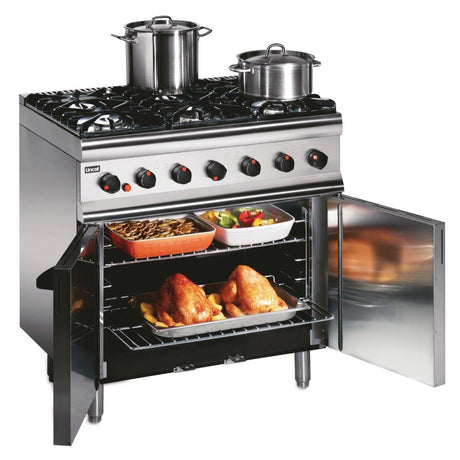 Lincat Silverlink 600 Natural Gas 6 Burner Oven Range with Rear Castors SLR9C/N - GJ678-N  Lincat   