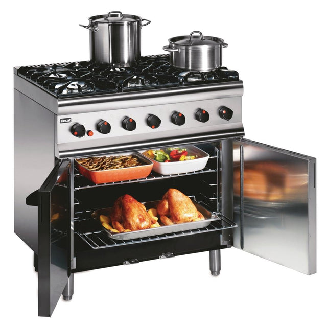 Lincat Silverlink 600 Natural Gas 6 Burner Oven Range with Rear Castors SLR9C/N - GJ678-N  Lincat   
