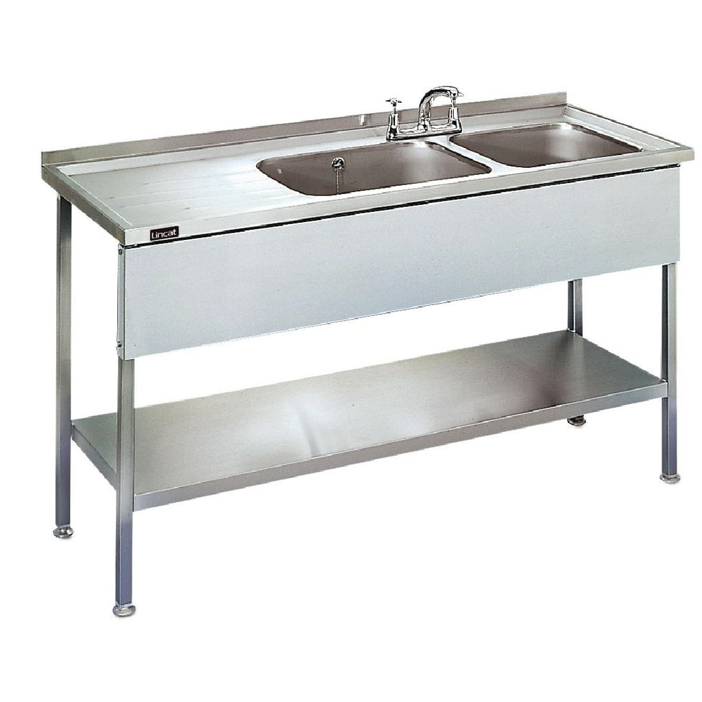 Lincat Stainless Steel Double Sink Unit with Left Hand Drainer 1500mm L884LH - GJ707  Lincat   