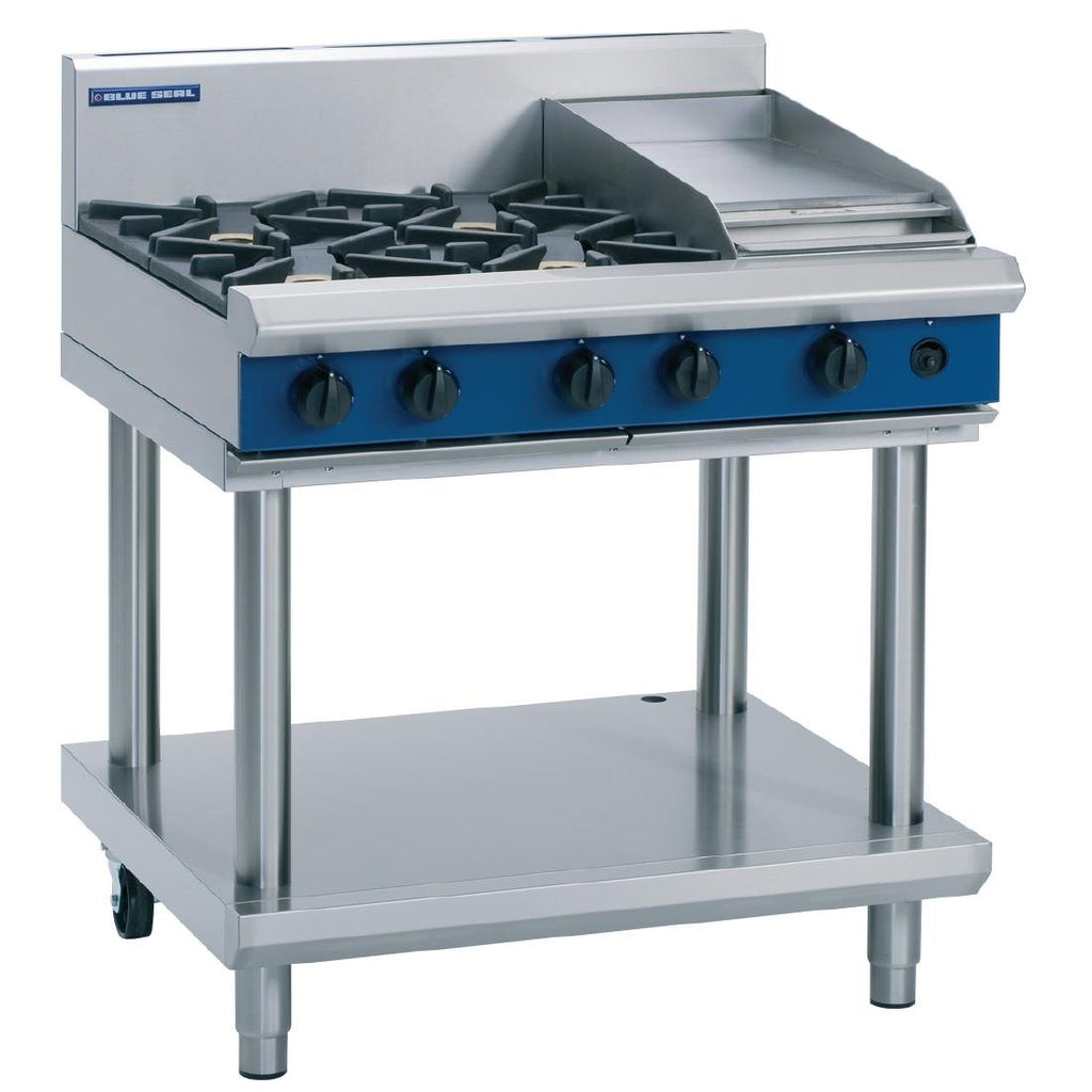 Blue Seal Evolution Cooktop 4 Open/1 Griddle Burner LPG on Stand 900mm G516C-LS/L - GK152-P  Blue Seal   