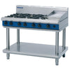 Blue Seal Evolution Cooktop 6 Open/1 Griddle Burner Natural Gas on Stand 1200mm G518C-LS/N - GK192-N  Blue Seal   