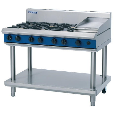 Blue Seal Evolution Cooktop 6 Open/1 Griddle Burner Natural Gas on Stand 1200mm G518C-LS/N - GK192-N  Blue Seal   