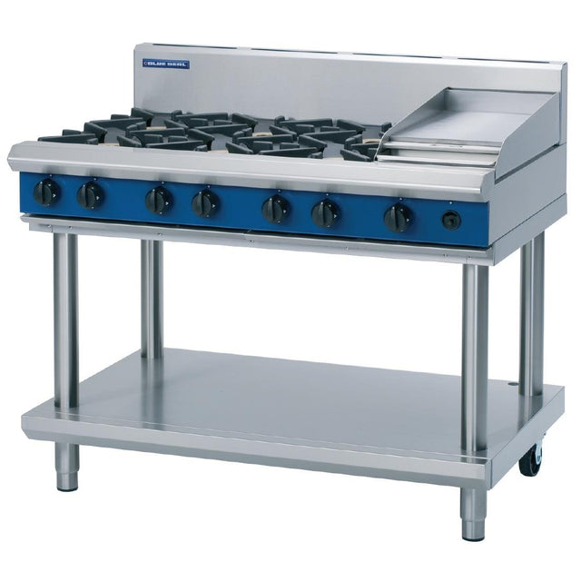 Blue Seal Evolution Cooktop 6 Open/1 Griddle Burner LPG on Stand1200mm G518C-LS/L - GK192-P  Blue Seal   
