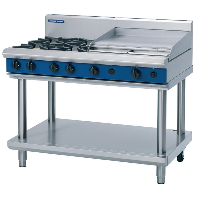 Blue Seal Evolution Cooktop 4 Open/ 1 Griddle Burner Natural Gas on Stand1200mm G518B-LS/N - GK194-N  Blue Seal   