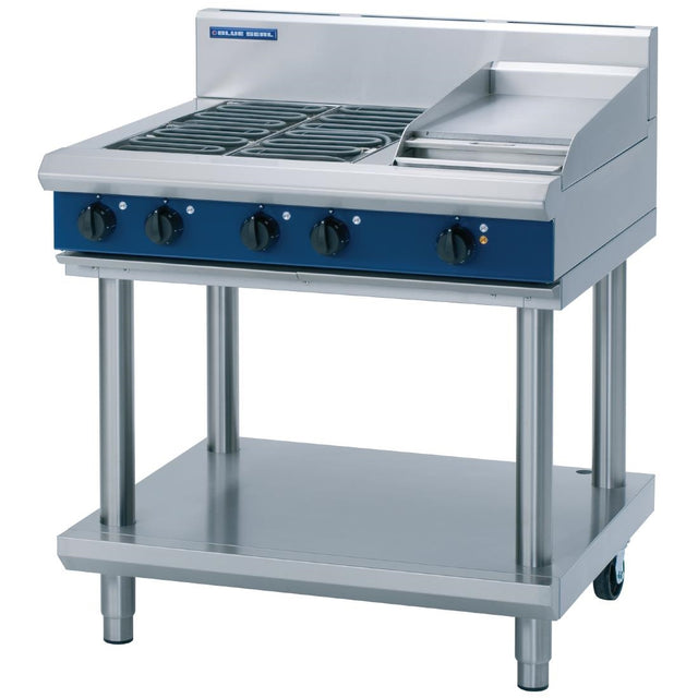 Blue Seal Evolution Cooktop 4 Element/ Griddle Electric on Stand 900mm E516C-LS - GK253  Blue Seal   