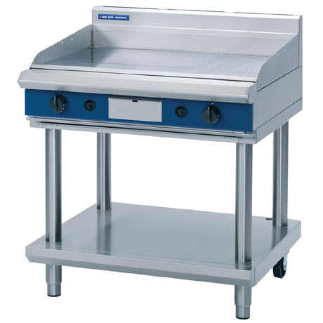 Blue Seal Evolution Chrome 1/3 Ribbed Griddle with Leg Stand Nat Gas 900mm GP516-LS/N - GK439-N  Blue Seal   