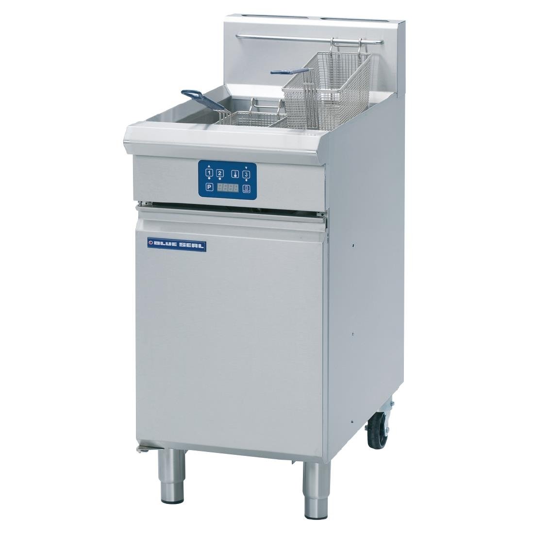 Blue Seal Single Tank Twin Basket Free Standing Natural Gas Fryer GT45E - GK582-N Freestanding Gas Fyers Blue Seal