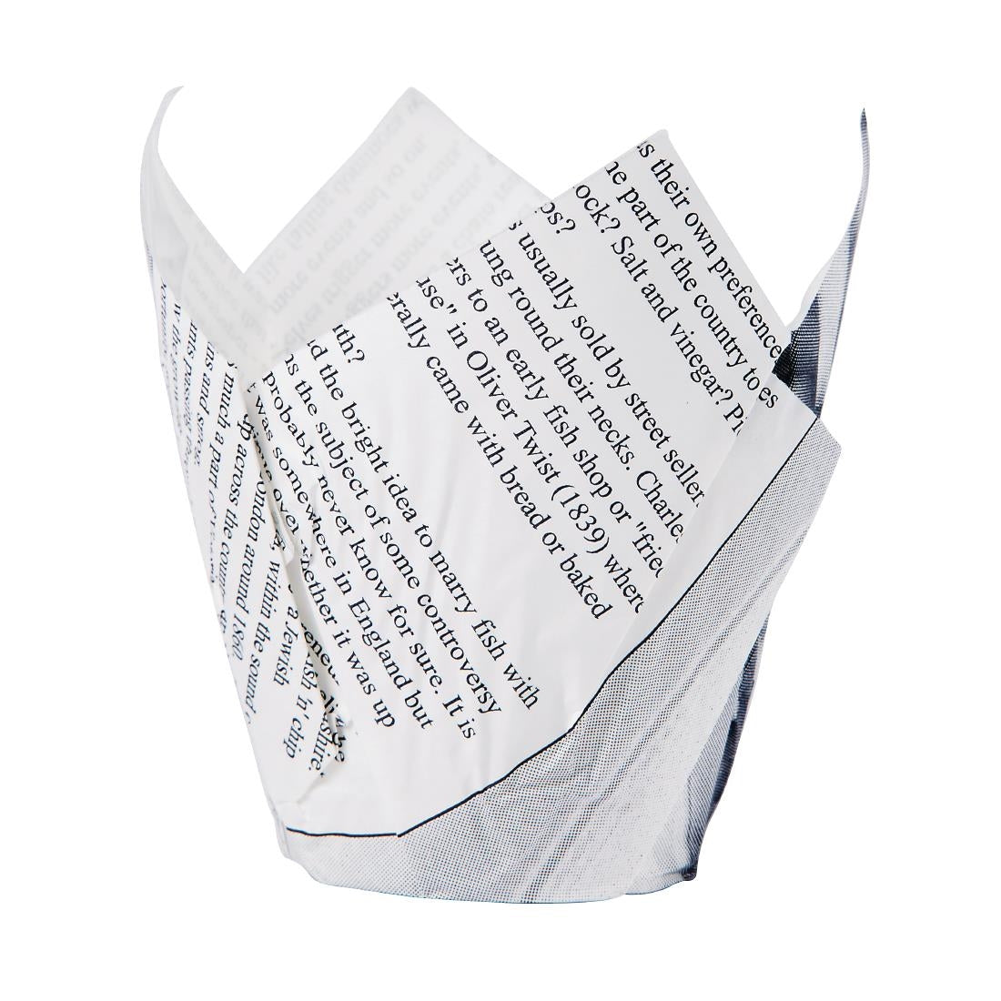 Grease-Resistant Paper Chip Crowns Newspaper Print (Pack of 1100) - GK973 Takeaway Food Containers Chevler   