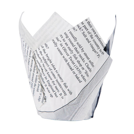 Grease-Resistant Paper Chip Crowns Newspaper Print (Pack of 1100) - GK973 Takeaway Food Containers Chevler   