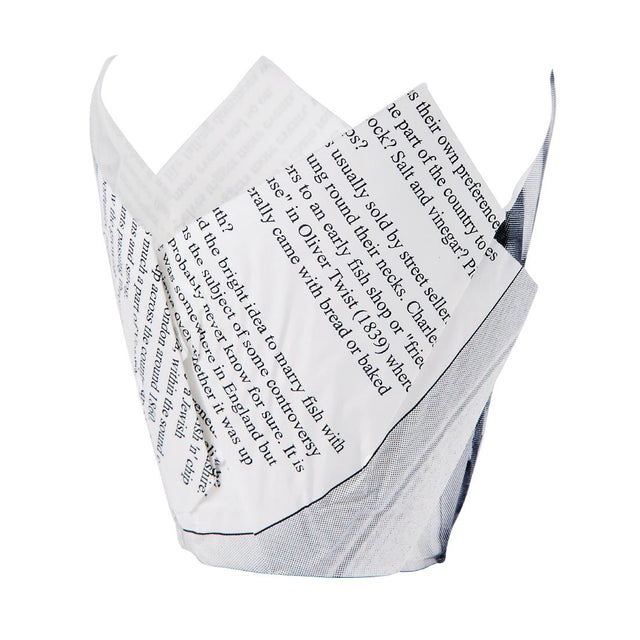 Grease-Resistant Paper Chip Crowns Newspaper Print (Pack of 1100) - GK973 Takeaway Food Containers Chevler   