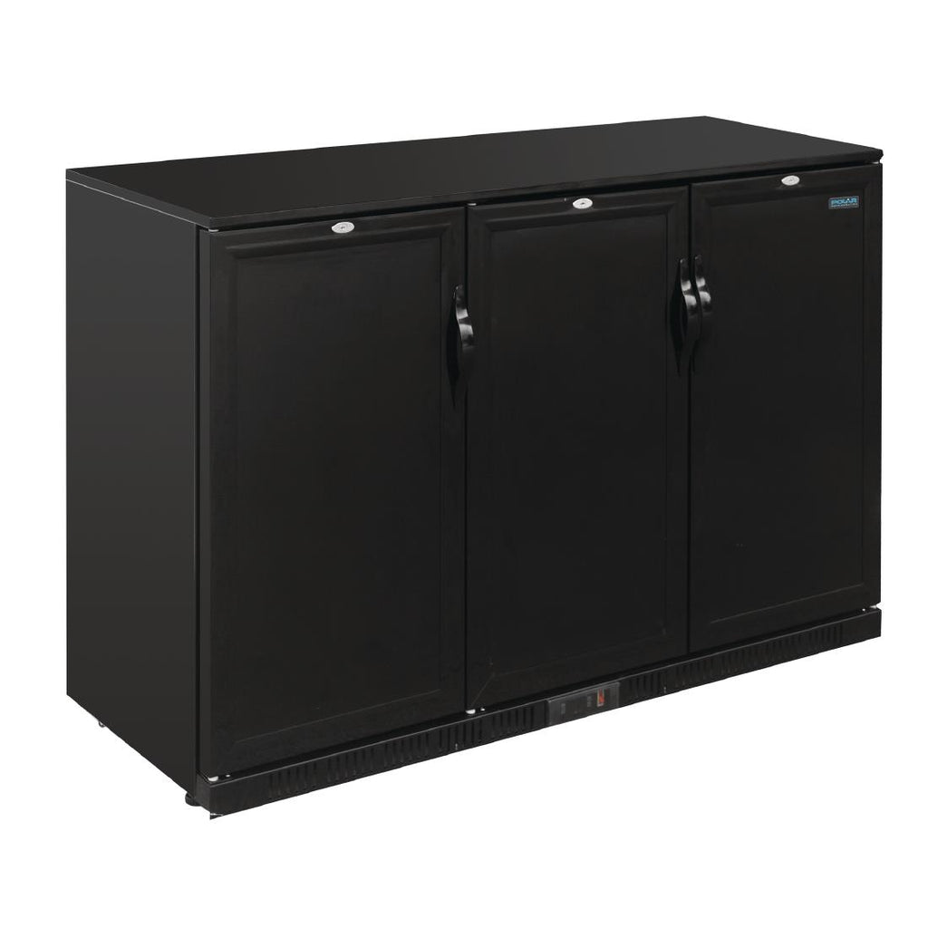 Polar G-Series 900mm Triple Solid Door Back Bar Cooler in Black 330Ltr - GL017  Polar   