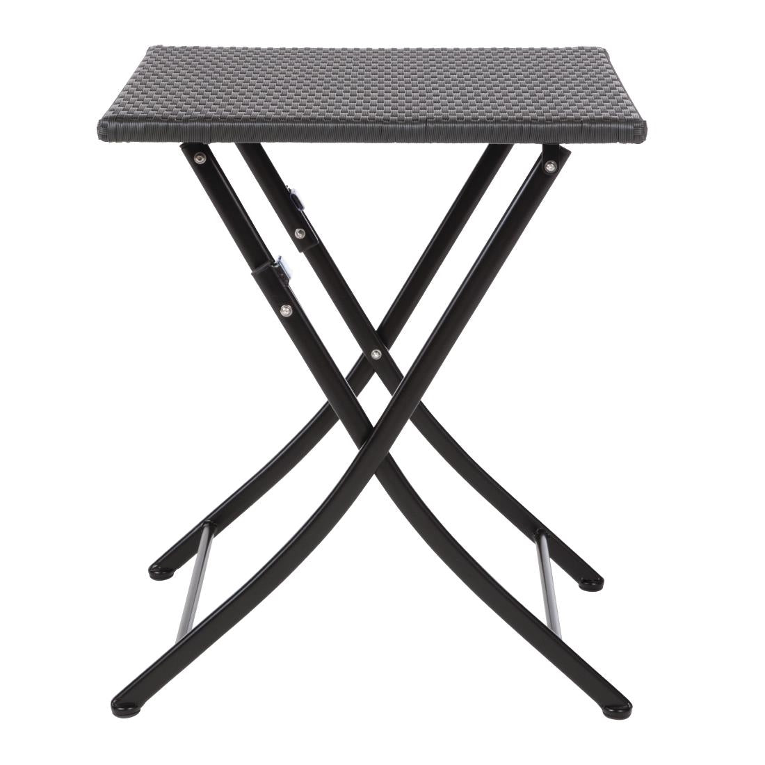 Bolero Square PE Wicker Folding Table Black 600mm - GL302  Bolero   