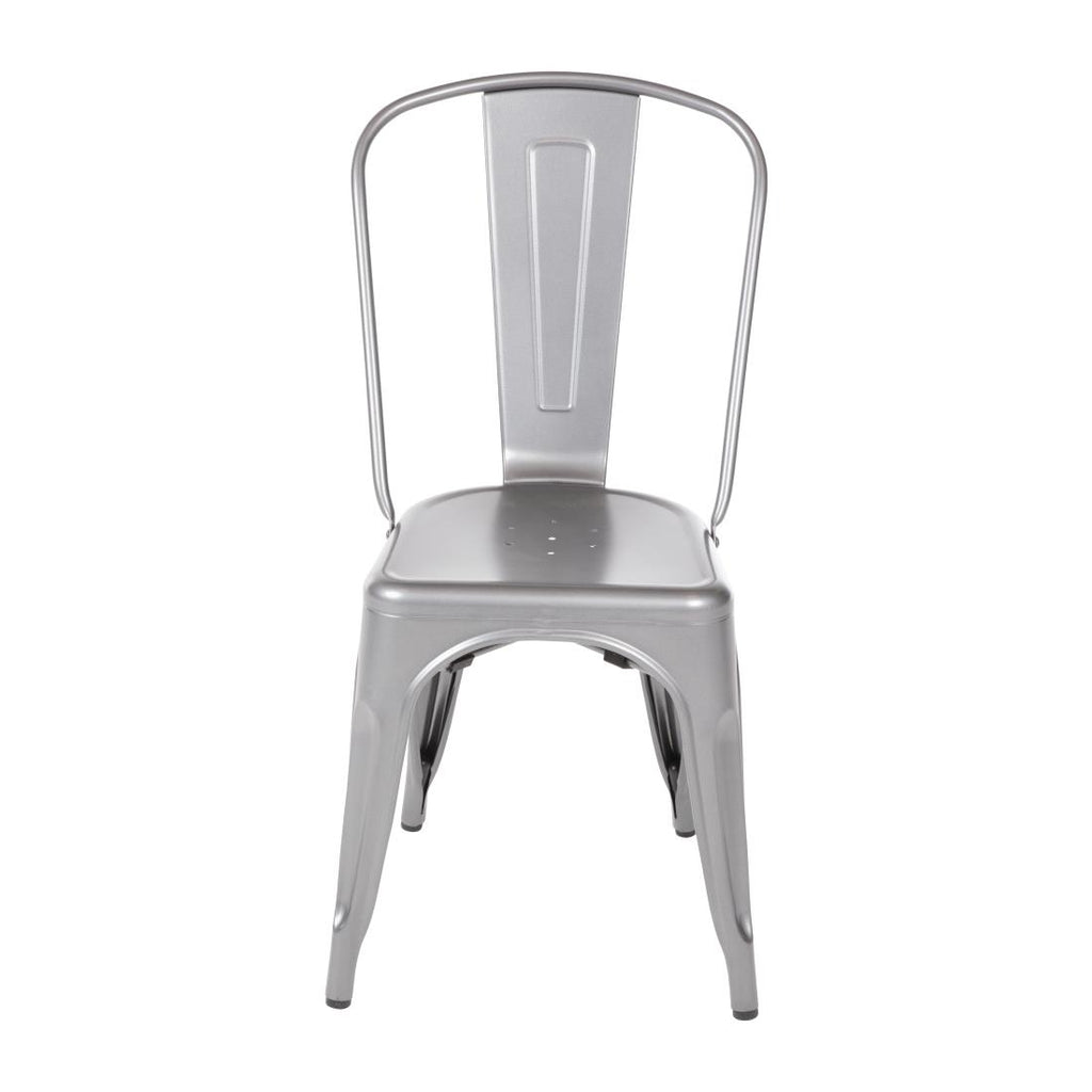 Bolero Bistro Steel Side Chairs Gun Metal Grey (Pack of 4) - GL329 Metal Dining Chairs Bolero   