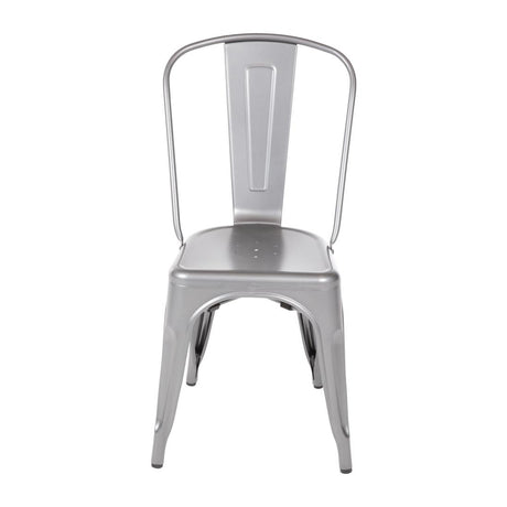 Bolero Bistro Steel Side Chairs Gun Metal Grey (Pack of 4) - GL329 Metal Dining Chairs Bolero   