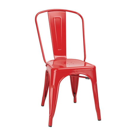 Bolero Bistro Steel Side Chair Red (Pack of 4) - GL330 Metal Dining Chairs Bolero   