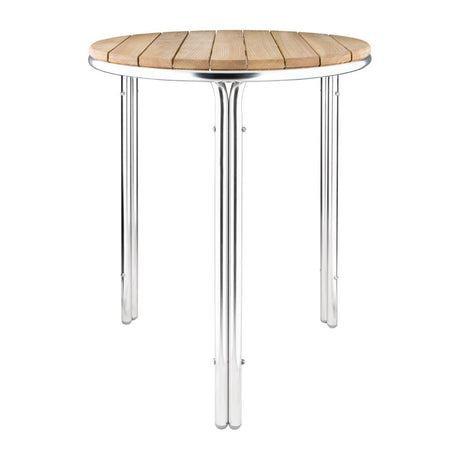 Bolero Round Ash and Aluminium Table 600mm - GL981 Wooden Tables Bolero   